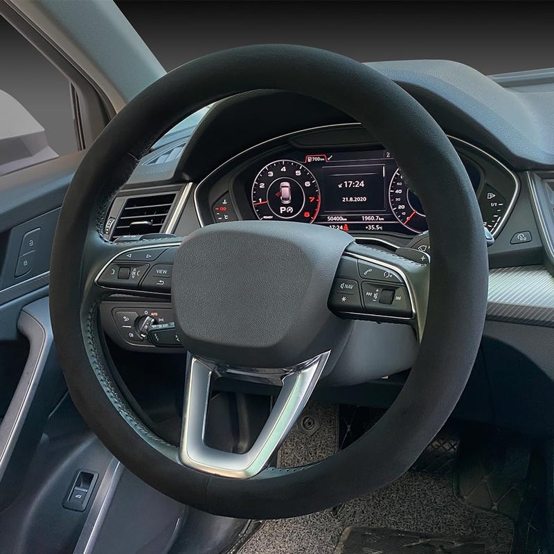 Carodi Suede Steering Wheel Cover ï¼Œ Non-Slip Leather Car Interior Fitting 15-inch Universal - Image 5